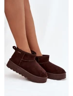 Dámske snežnice s nízkou platformou Big Star - čokoládové