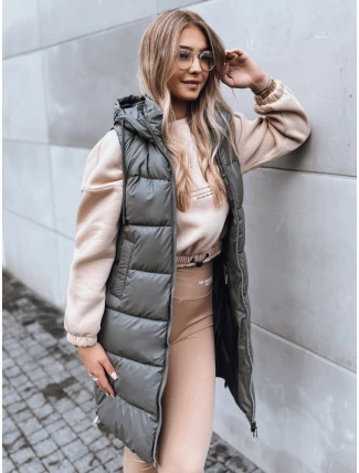 Dámska dlhá prešívaná vesta FAR AWAY tmavo šedá FashionStreet TY3832