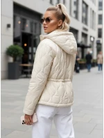 Dámska prešívaná bunda s kapucňou ecru FashionStreet TY5533 Dámska prešívaná bunda s kapucňou ecru FashionStreet TY5533