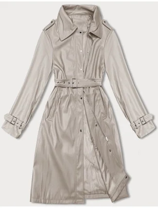 Dámsky kabát z organickej kože voľného strihu J Style warm beige (11Z8101)