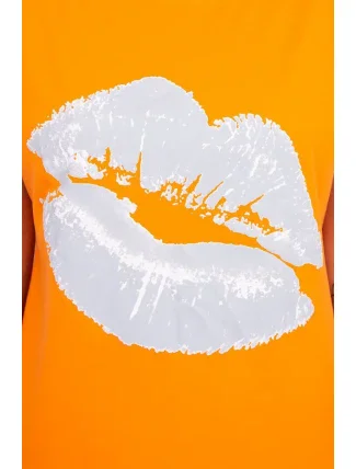 Blúzka s potlačou pier oranžová Blúzka s potlačou pier oranžová