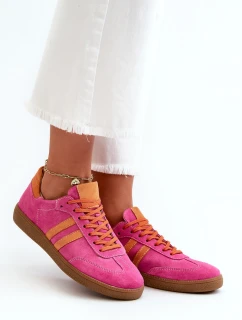Zazoo N1068 Nízke dámske semišové tenisky Fuchsia