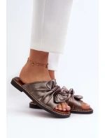 Klapki Damskie Na Płaskim Obcasie Miedziane Nelvira