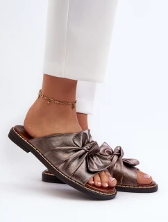 Klapki Damskie Na Płaskim Obcasie Miedziane Nelvira