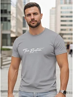 Pánske bavlnené tričko s potlačou „The Boston“, sivé, FashionStreet NX5129R Pánske bavlnené tričko s potlačou „The Boston“, sivé, FashionStreet NX5129R