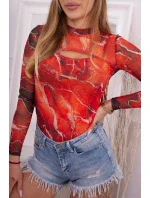 Telová blúzka mramorový vzor červená