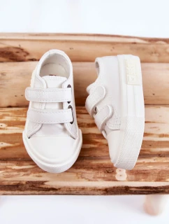 Detské kožené tenisky na suchý zips BIG STAR KK374091 White