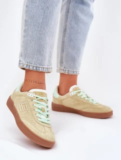 Zamszowe Buty Sportowe Sneakersy Damskie D.Franklin DFSH387005 Limonkowe