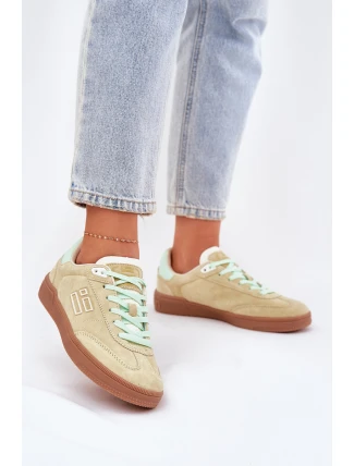 Zamszowe Buty Sportowe Sneakersy Damskie D.Franklin DFSH387005 Limonkowe