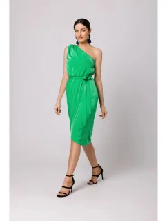 Šaty na jedno rameno K160 zelené - Makover
