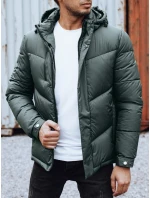 Pánska zimná bunda s odnímateľnou kapucňou zelená FashionStreet TX4832 Pánska zimná bunda s odnímateľnou kapucňou zelená FashionStreet TX4832