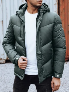 Pánska zimná bunda s odnímateľnou kapucňou zelená FashionStreet TX4832