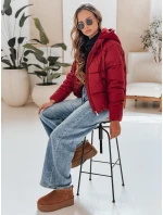 Dámska krátka zimná bunda GLAMVO s kapucňou bordová FashionStreet TY4949