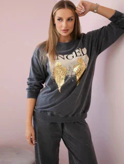 Bavlnený set Angel tepláky + nohavice Grafit