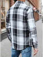 Pánska čierno-biela kockovaná flanelová košeľa FashionStreet DX2675