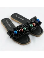 Čierne dámske šľapky s plochou podrážkou (WWW-319) Čierne dámske šľapky s plochou podrážkou (WWW-319)