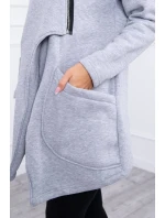 Zateplená mikina s asymetrickým zipsom sivá