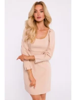 M836 Mini šaty so štvorcovým výstrihom - béžové