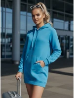 Dámska dlhá mikina s kapucňou oversize TIMMY modrá FashionStreet EY1937