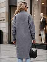 Dlhý dámsky kabát s gombíkmi, modrý, FashionStreet NY0776 Dlhý dámsky kabát s gombíkmi, modrý, FashionStreet NY0776