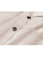 Krátky béžový vlnený prehoz cez oblečenie typu alpaka (7108-1)