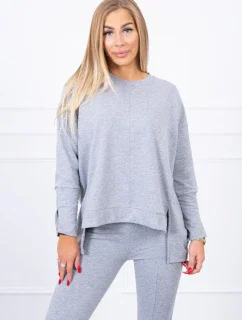 Súprava s oversize šedou blúzkou