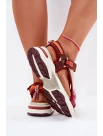 Sandały Damskie Na Rzepy D.Franklin DFSH406003 Bordowe