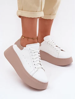Kožené dámské tenisky na platformě Zazoo N408S2 bílé