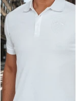 Pánske polo tričko s nášivkou biele FashionStreet PX0627 Pánske polo tričko s nášivkou biele FashionStreet PX0627