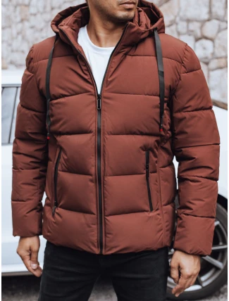 Pánska prešívaná zimná bunda s kapucňou FashionStreet brick TX5062