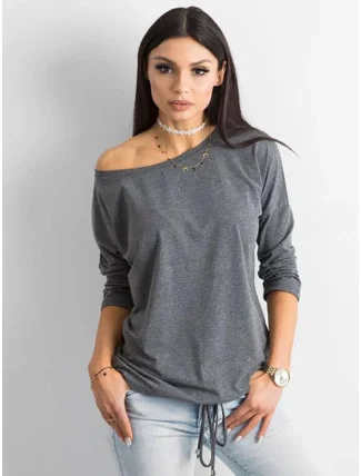 Voľná blúzka so zaväzovaním v spodnej časti tmavosivá (4691) Voľná blúzka so zaväzovaním v spodnej časti tmavosivá (4691)