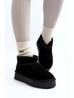 Modne Zamszowe Niskie Śniegowce Czarne Nucca