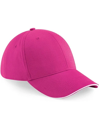 Beechfield B 20 6-panelová sendvičová čiapka „Athleisure“ 53.0020 fuchsiová/biela