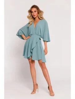 Roztiahnuté mini šaty M785 khaki - Moe