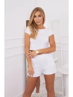 Bavlnená súprava so šortkami biela