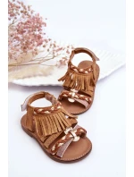 Dziecięce Sandały Na Rzep Z Frędzelkami Brązowe Missy