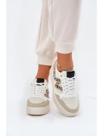 Buty Sportowe Damskie Na Platformie Panterka Beżowe Lorori