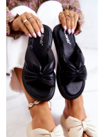 Dámske módne kožené papuče Black Savirra