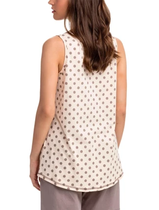 Pohodlné dvojdielne dámske pyžamo 14301 - Vanilka / bodkami Pohodlné dvojdielne dámske pyžamo 14301 - Vanilka / bodkami