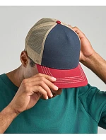 Atlantis Headwear Rapper Canvas-S 5-panelová truckerová čiapka 33.0234 tmavomodrá/bordová/khaki