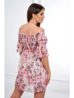 Španielske šaty s kvetinovým motívom púdrovo ružové Španielske šaty s kvetinovým motívom púdrovo ružové