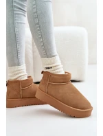 Skórzane Zamszowe Śniegowce Na Platformie Camel Nereviana