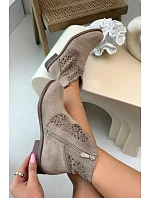 Dámske perforované členkové topánky HY61-8026 Beige - S.Barski