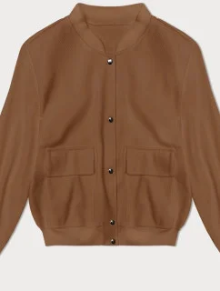 Vlnená bunda bomber v karamelovej farbe (15687)