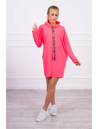 Šaty s kravatou ružové neónové