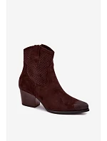 Dámské perforované kotníkové boty Kovbojky Vinceza 58150 Hnědé