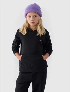 Dievčenská mikina bez prúžkov s kapucňou 4F Junior 4FJWMM00TSWSF1316-20S