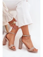 Błyszczące Sandały Damskie Na Słupku Różowe Złoto Kavina