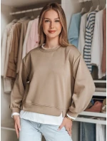 Dámska oversize mikina LUZZIO moka FashionStreet BY1383 Dámska oversize mikina LUZZIO moka FashionStreet BY1383