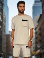 Pánska khaki tepláková súprava FashionStreet AX0809